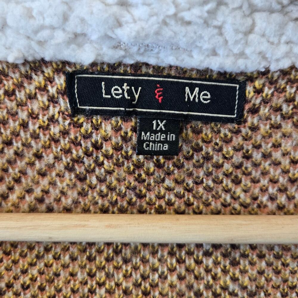 Lety & Me 1X Fleece Collar Brown Plaid Cardigan/Jacket [0271] - Picture 7 of 10
